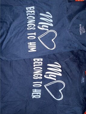 Couples Navy & White Printed Tee